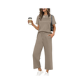 Side-Slit Top & Wide-Leg Trouser Set – Coffee