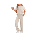 Ribbed Two-Piece Travel Co-ord Set – Apricot