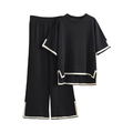 Knitted Top & Wide-Leg Trouser Set – Black