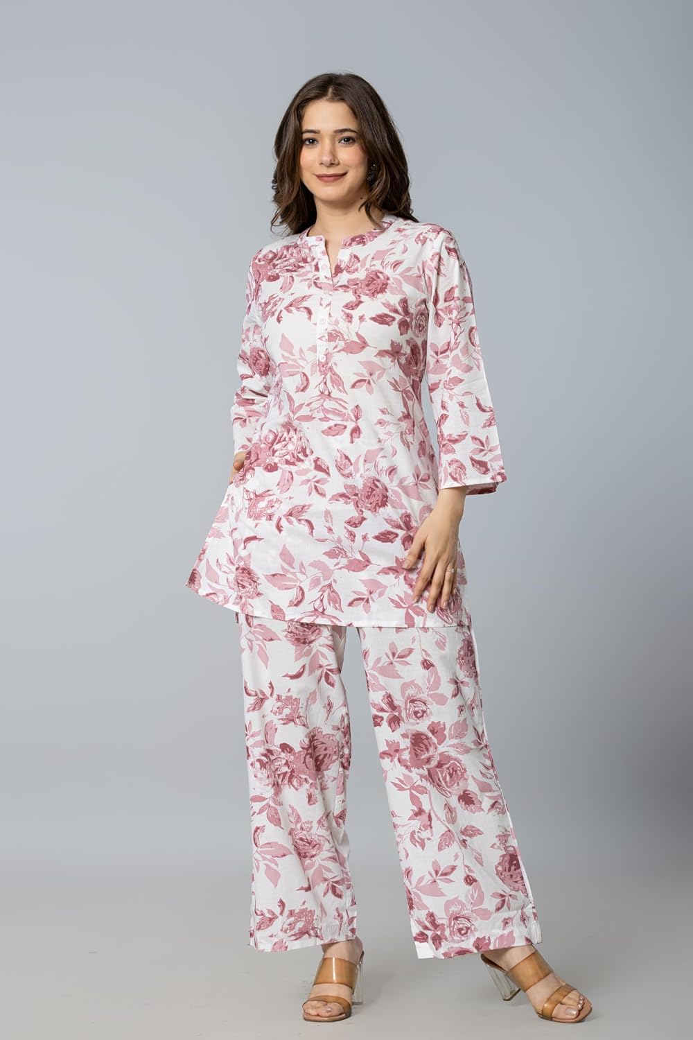 Spurtable off-white printed kurta and palazzo co-ord set