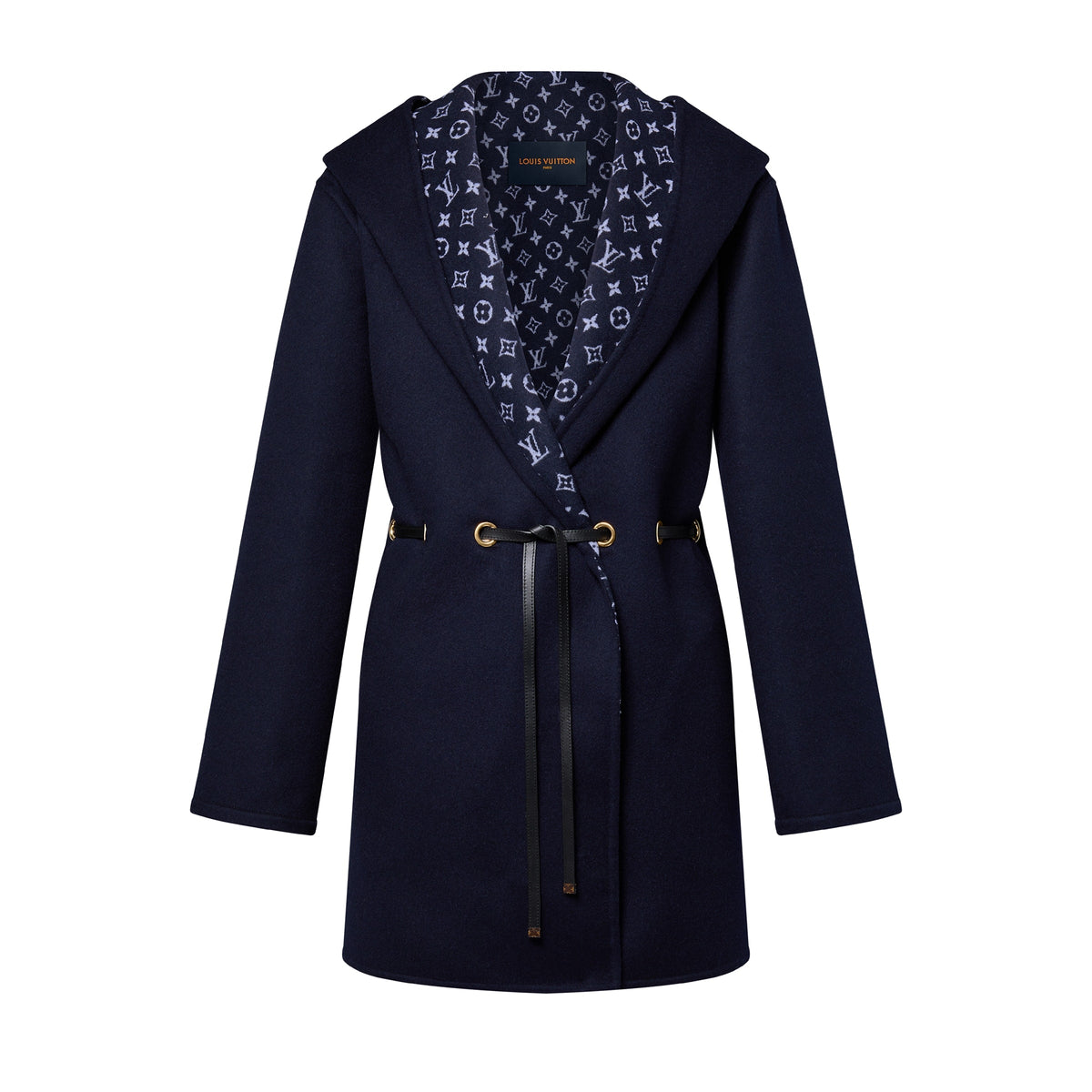 Hooded Drawstring Wrap Coat