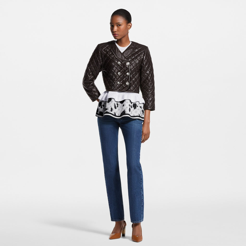 Cropped Quilted Leather Jacket
