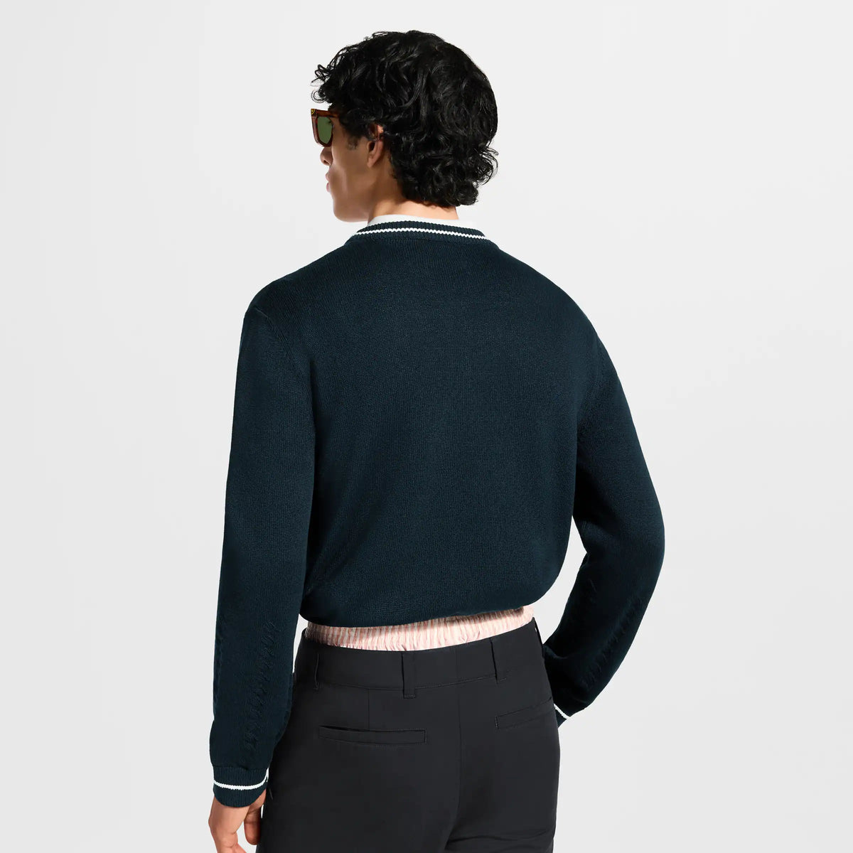 Silk Blend Cable V-Neck Pullover