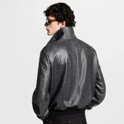 Vintage Effect Leather Track Top