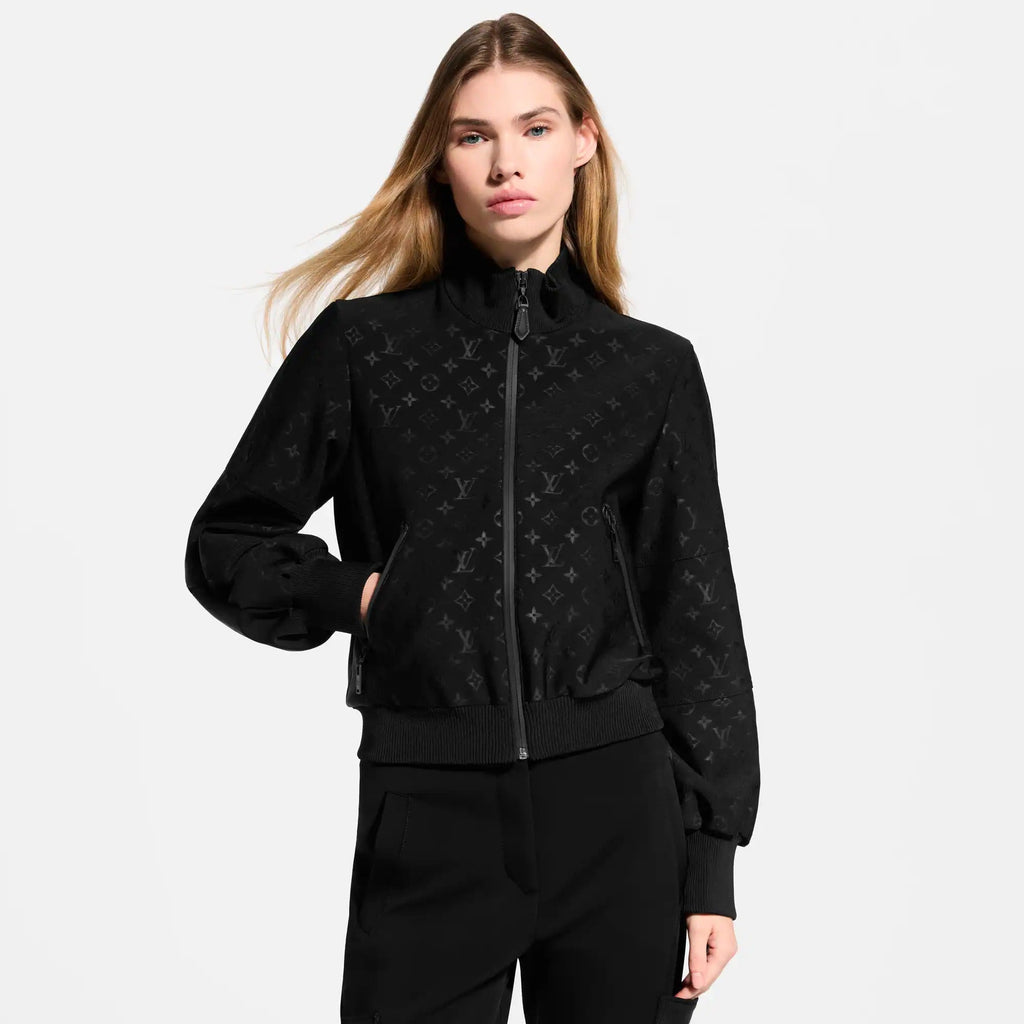 Embossed Monogram Zip-Up Jacket