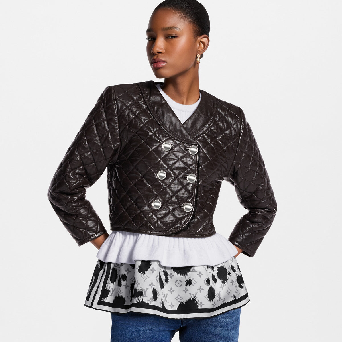 Cropped Quilted Leather Jacket