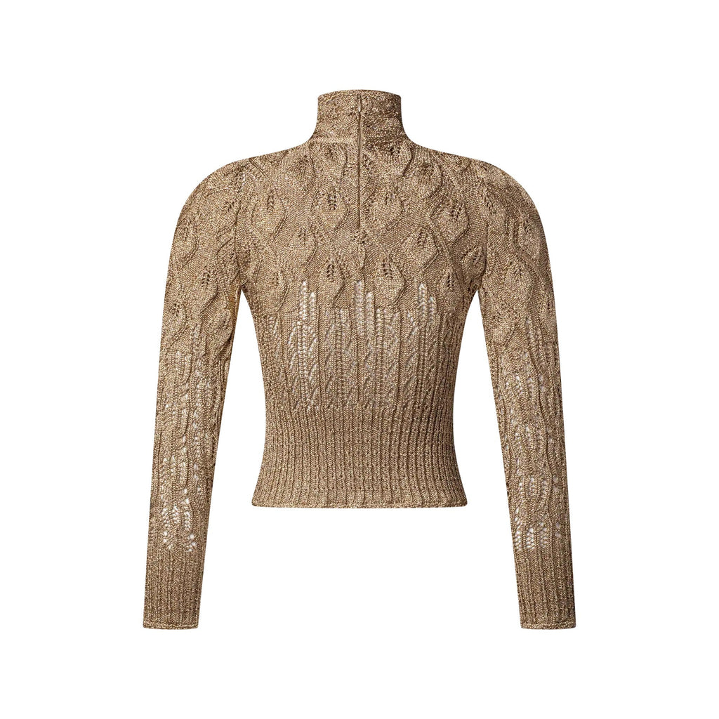 Openwork Glitter Knit Pullover