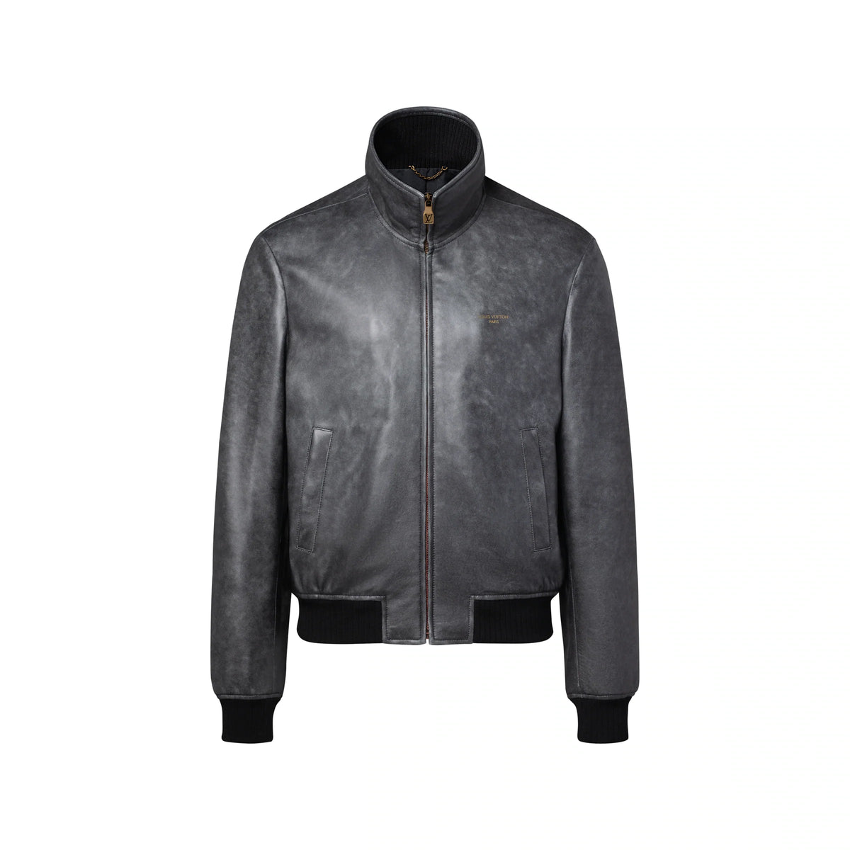 Vintage Effect Leather Track Top