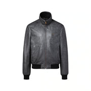 Vintage Effect Leather Track Top