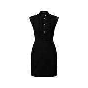 Ruffle Trim Technical Jersey Dress