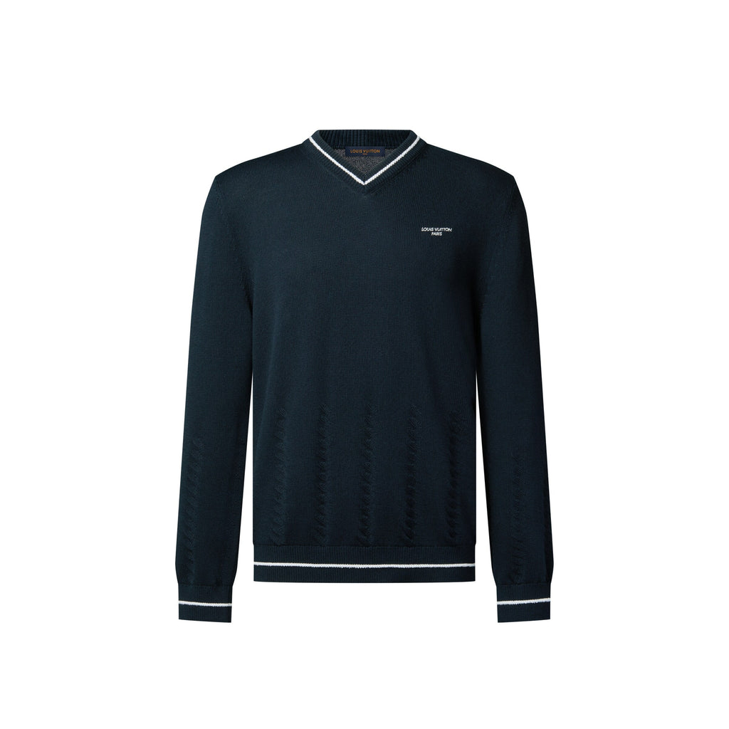 Silk Blend Cable V-Neck Pullover