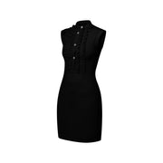 Ruffle Trim Technical Jersey Dress