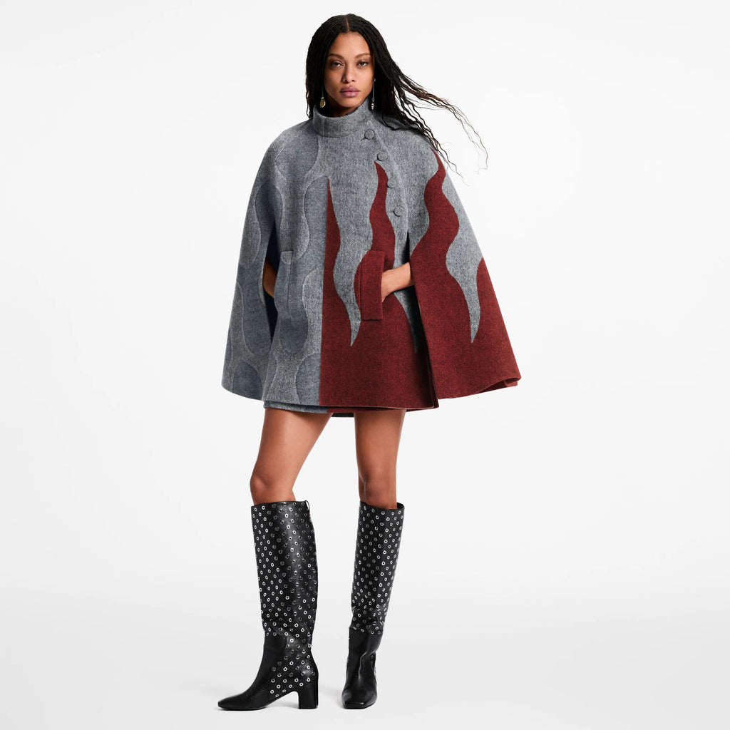 Flame Jacquard Cape