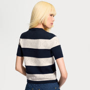 Openwork Striped Knit Top