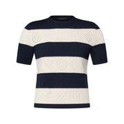 Openwork Striped Knit Top
