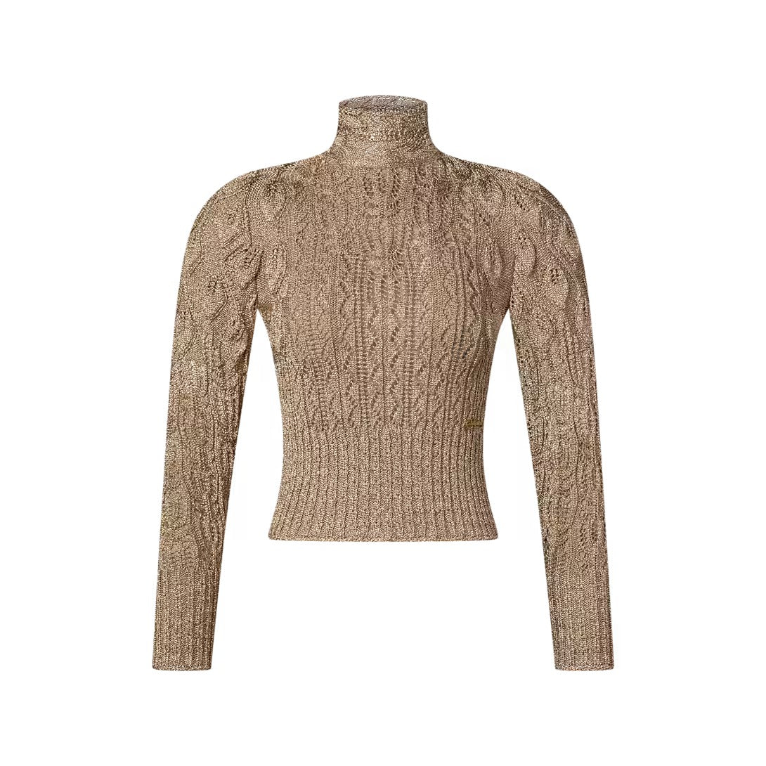 Openwork Glitter Knit Pullover