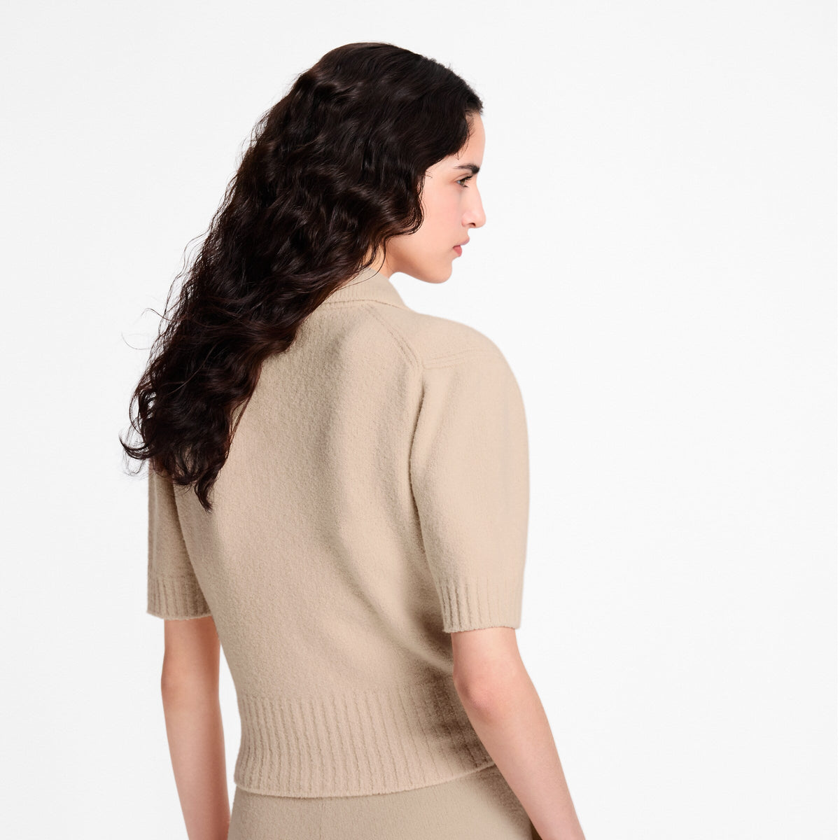 Monogram Button Knit Top