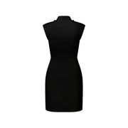 Ruffle Trim Technical Jersey Dress