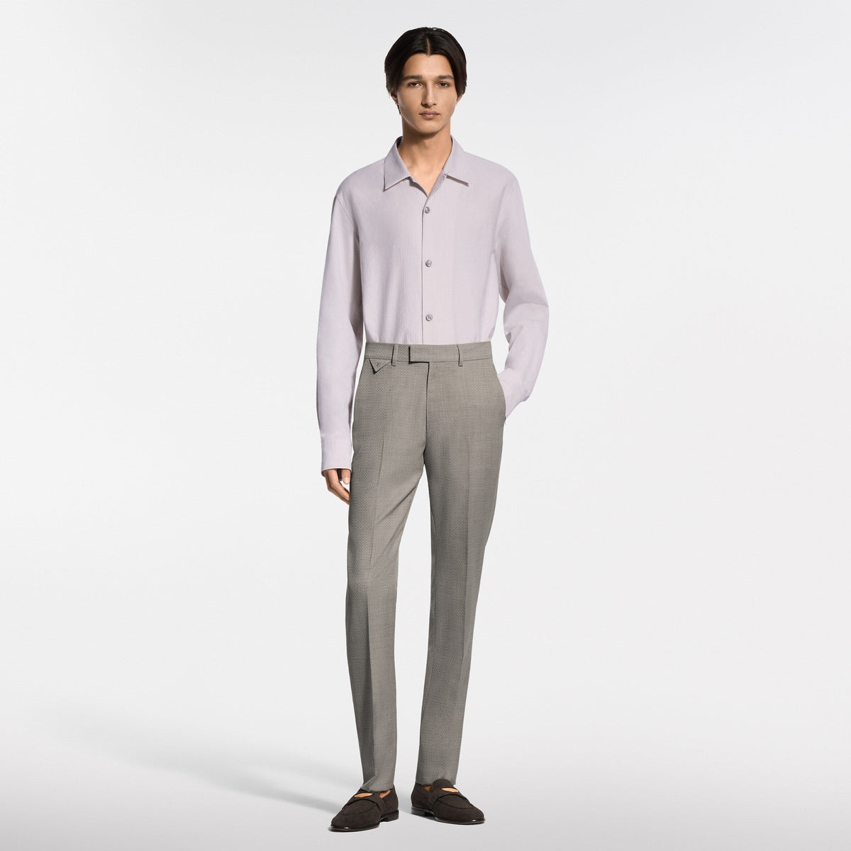Long-Sleeved Open Collar Shirt