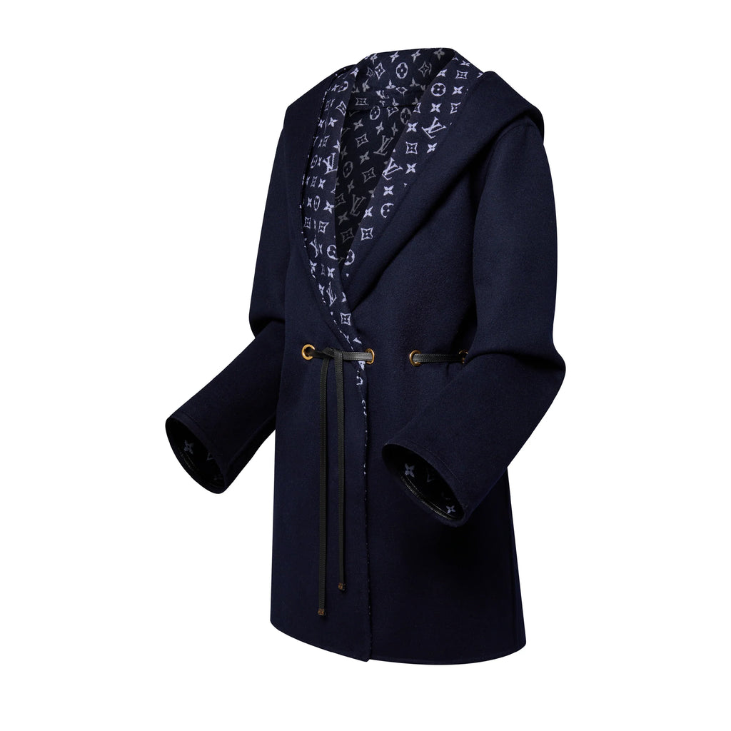 Hooded Drawstring Wrap Coat