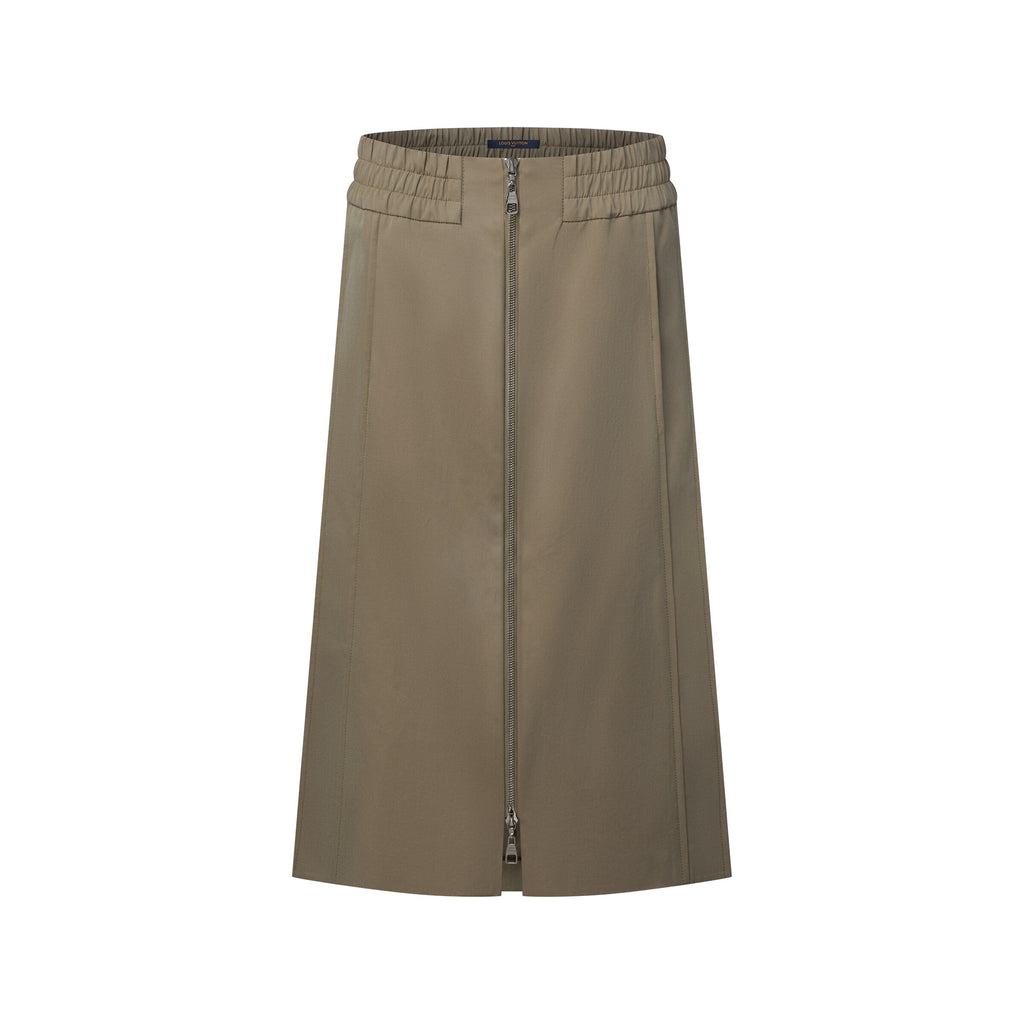 Zipper Front Midi Skirt