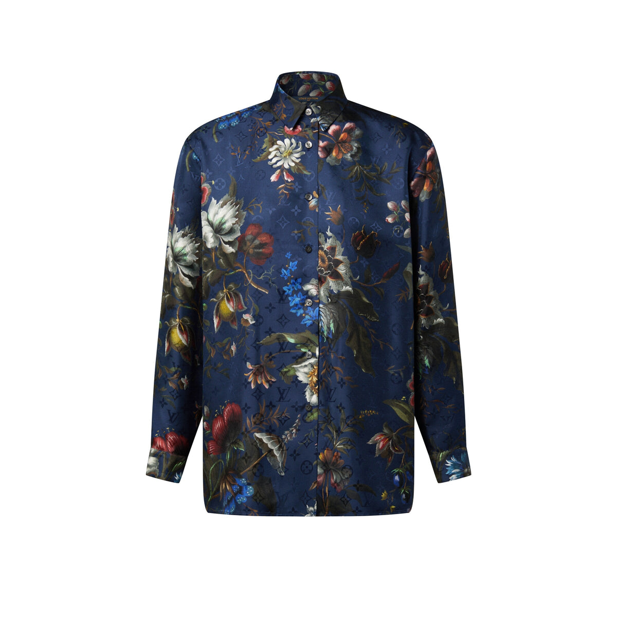 Dark Floral Print Silk Shirt