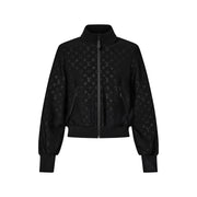 Embossed Monogram Zip-Up Jacket