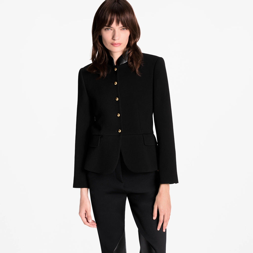 Leather Accent Fitted Jacket