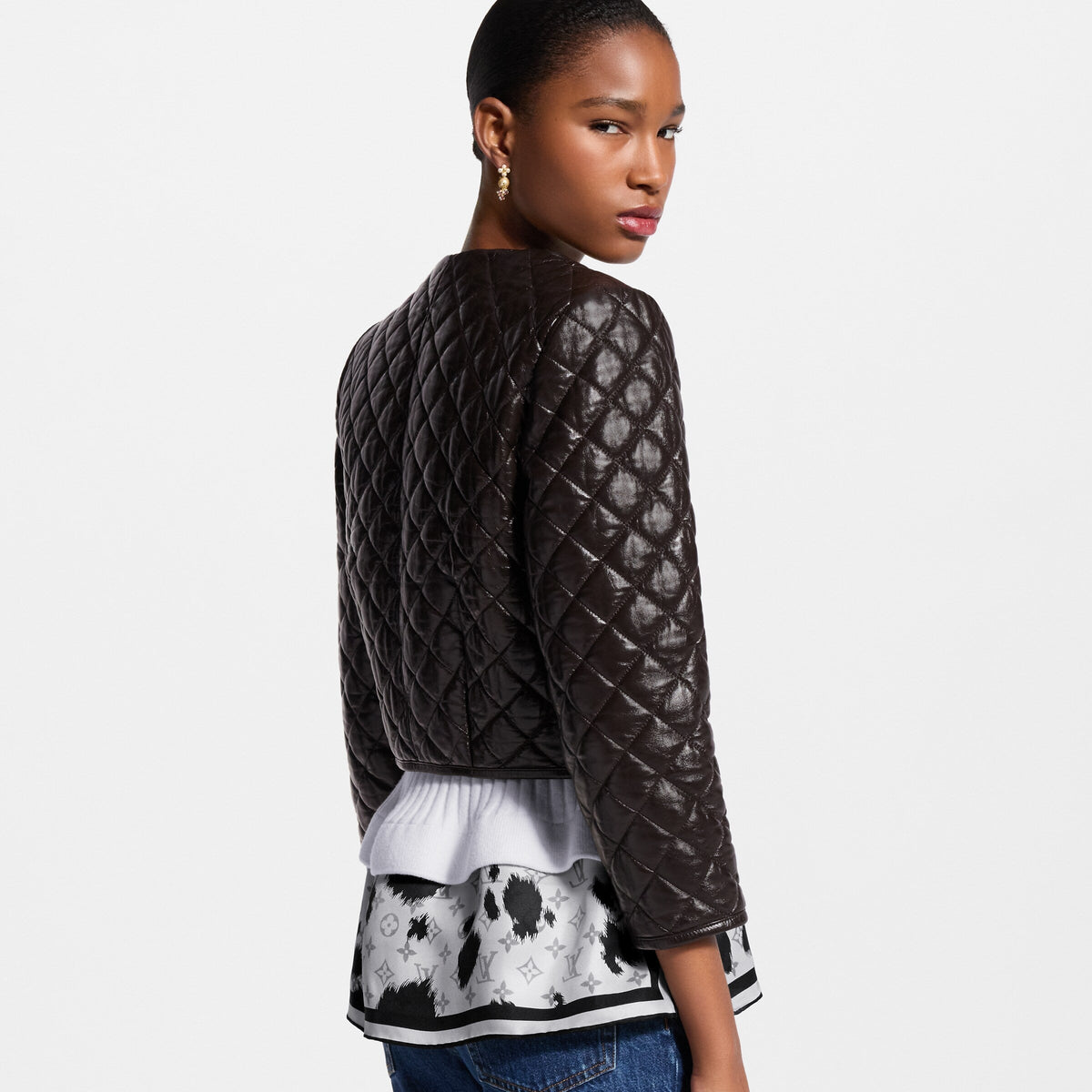 Cropped Quilted Leather Jacket