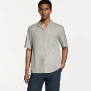 Short-Sleeved Silk, Cotton And Cashmere-Blend Open Collar Shirt