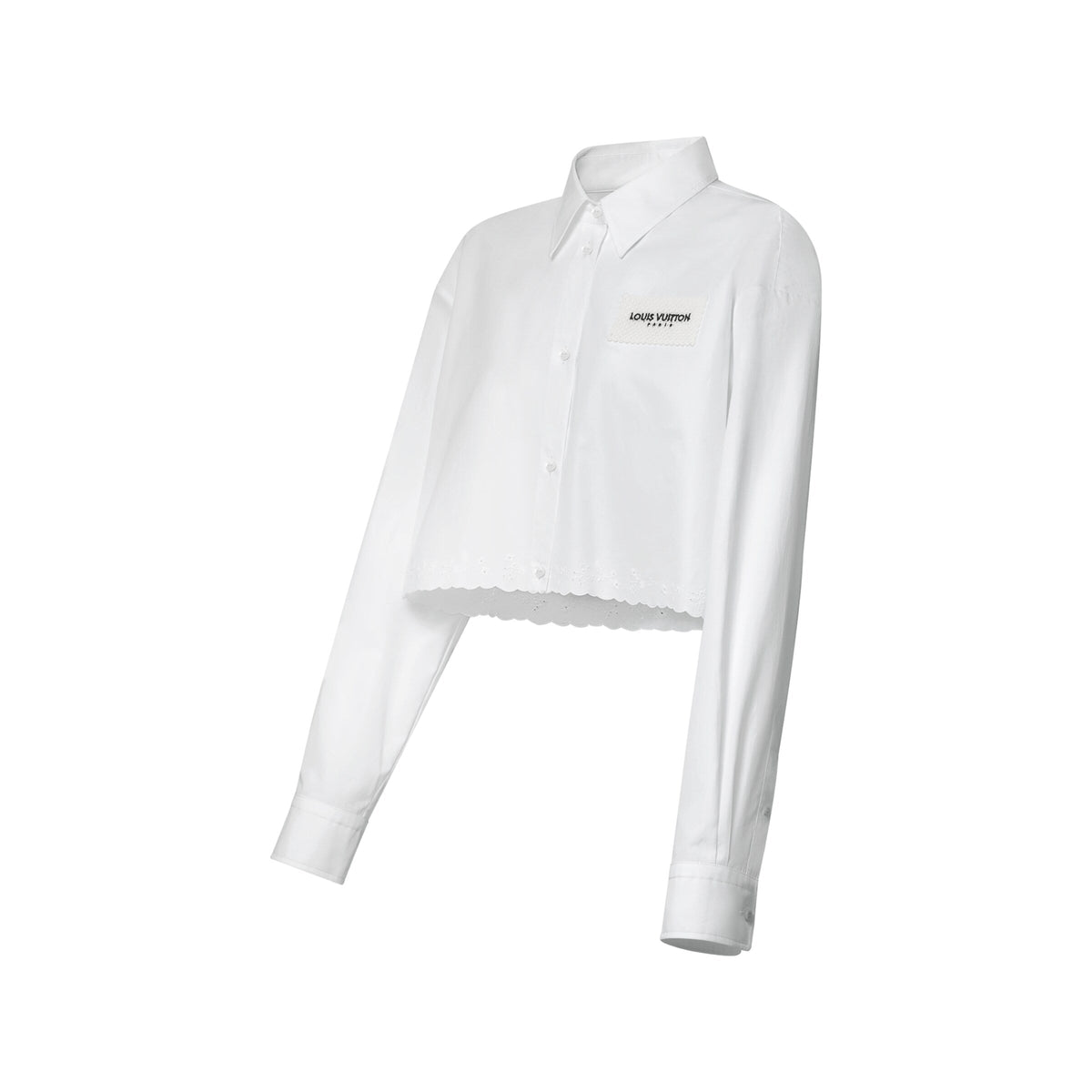 Broderie Trim Cropped Shirt