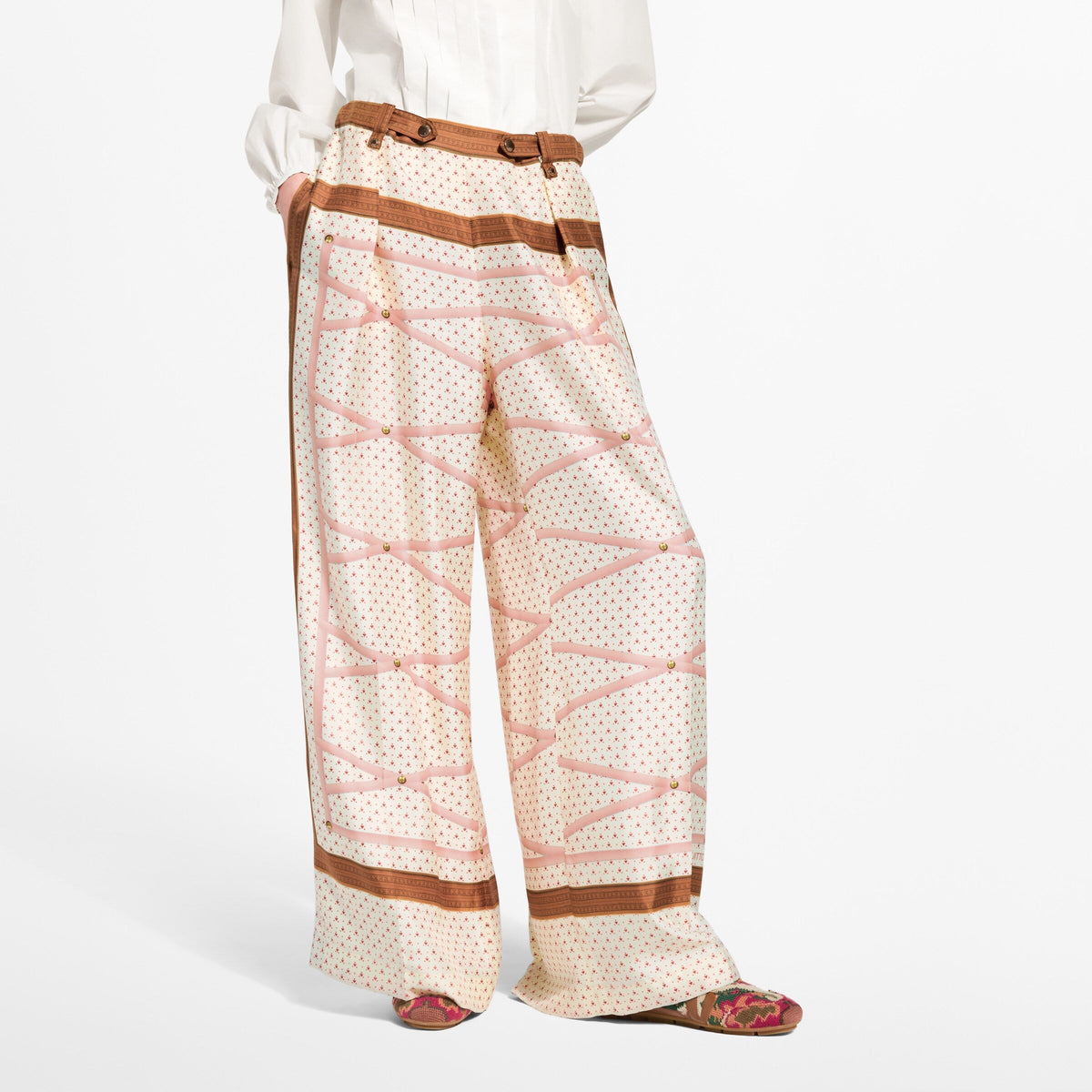 Trunk Print Wide-Leg Pants