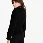 Leather Accent Fitted Jacket