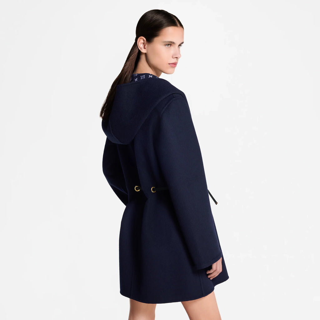 Hooded Drawstring Wrap Coat
