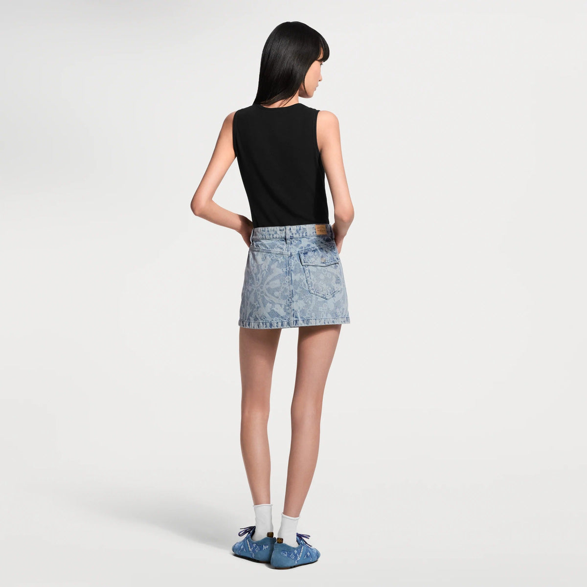 LV Bloom Denim Mini Skirt