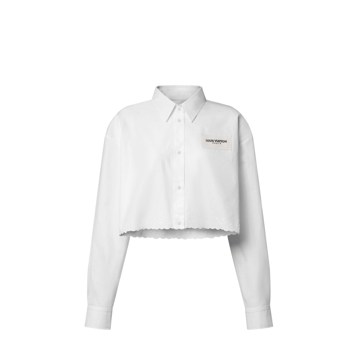 Broderie Trim Cropped Shirt