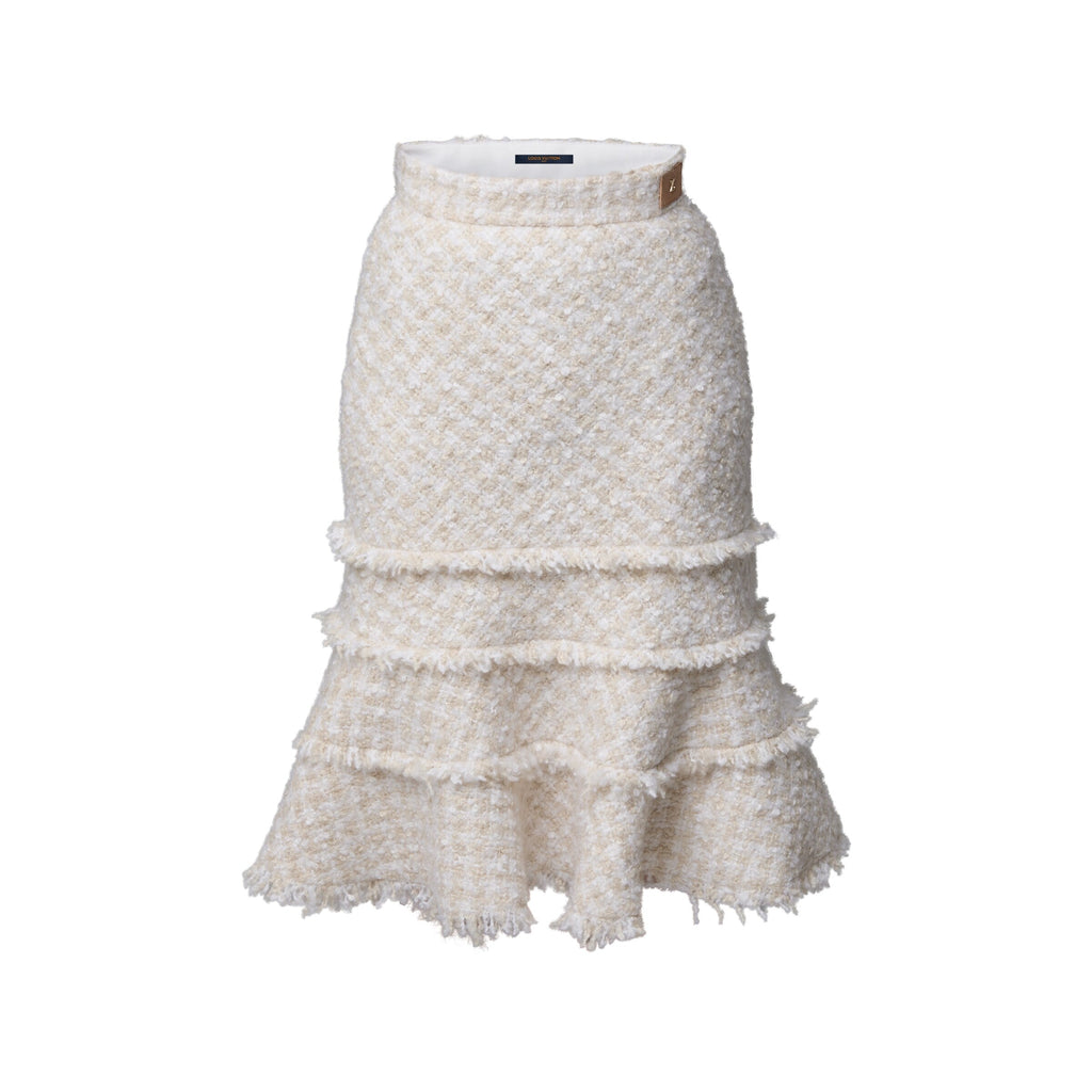 Fringe Trim Tweed Skirt