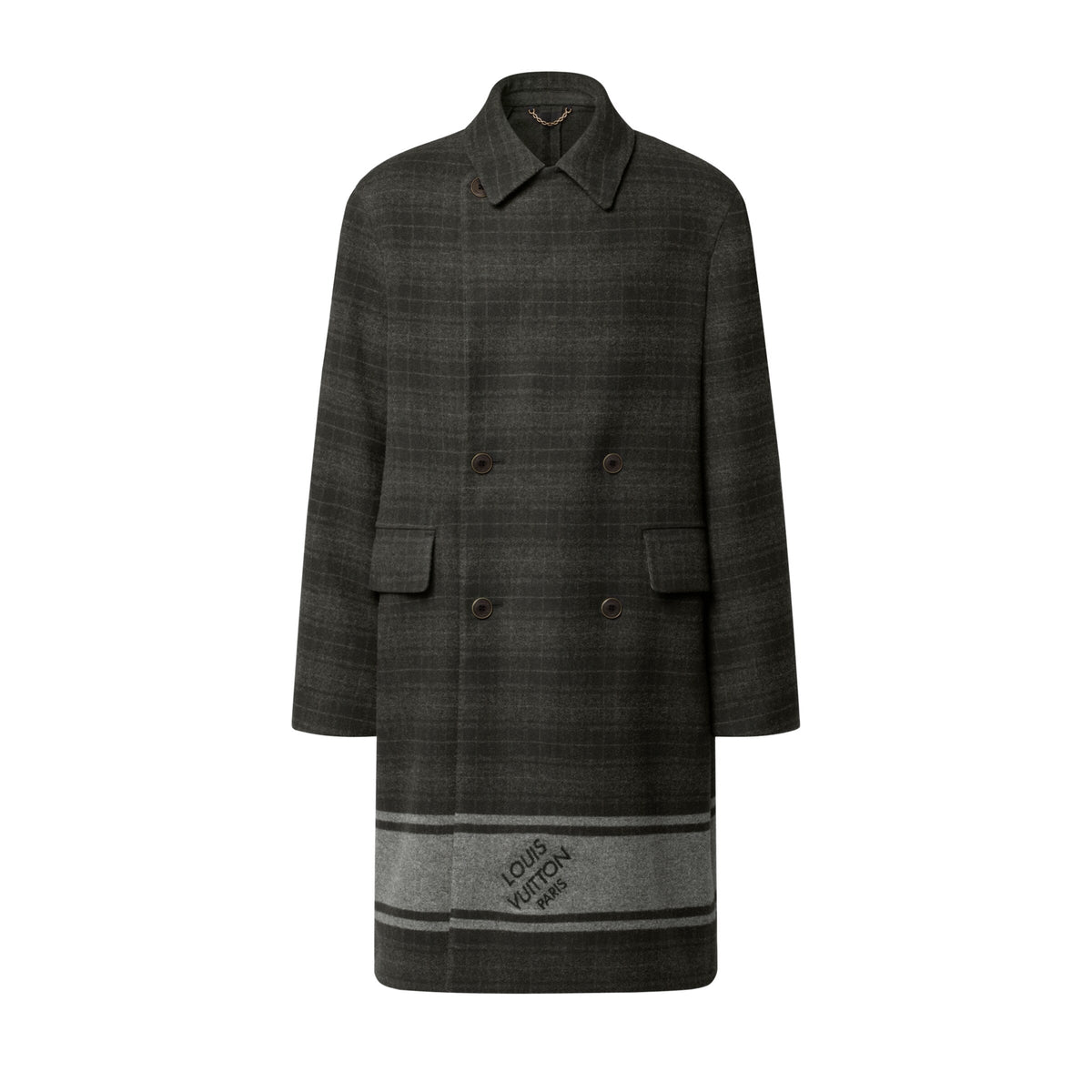 Damier Plaid Double-Breasted Coat